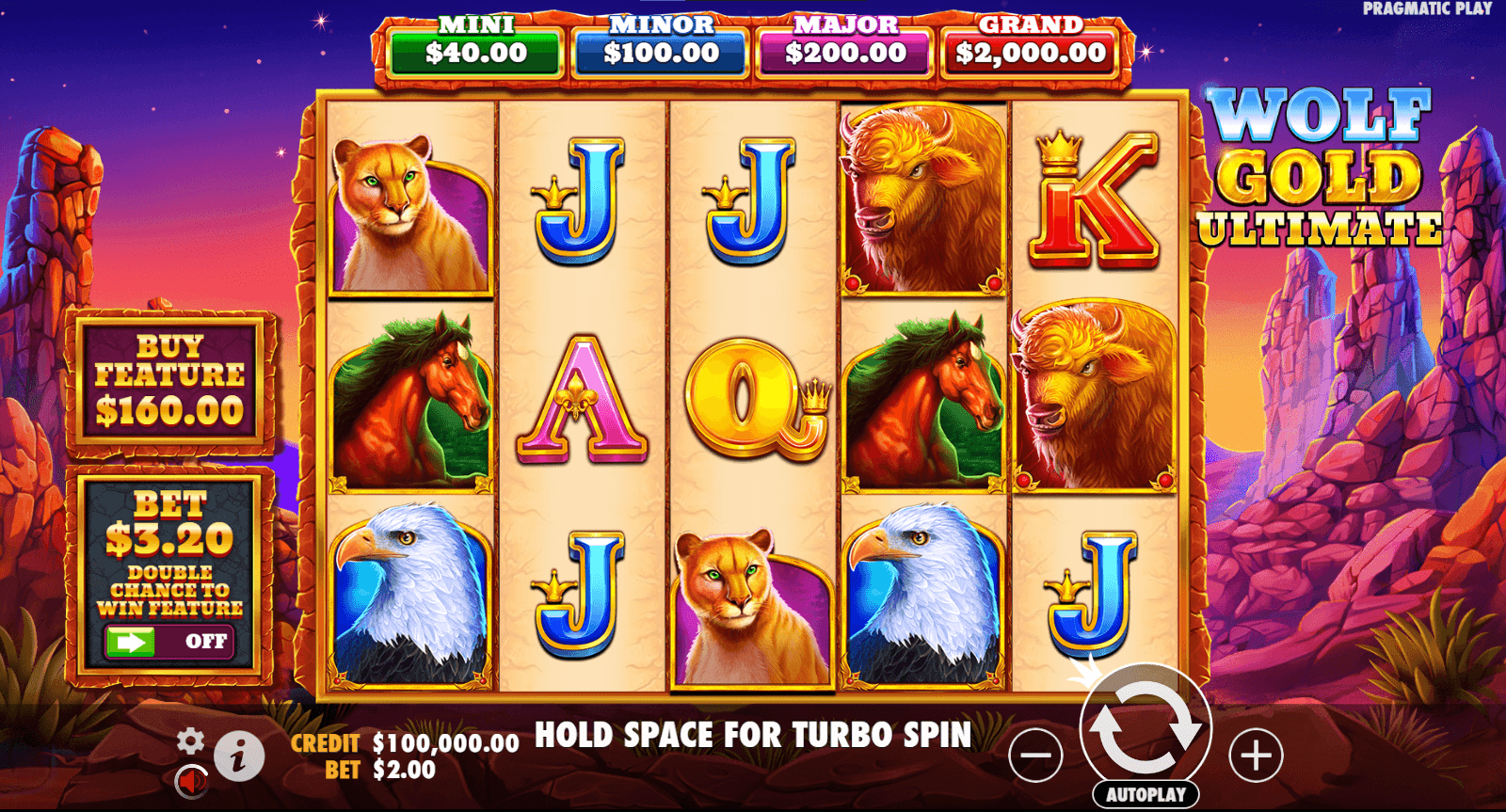 Wolf Gold Ultimate Graphics with wildlife icons—wolf (wild), eagle, stallion, mountain lion, and buffalo